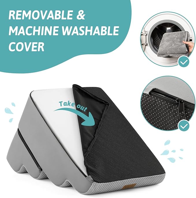 Wide Dog Stairs for Small Dogs 19.7" H, Detached Dog Step for Puppy or Older Cat, Ramp for Bed, Sofa, Couch or Chair, Ladder with High Density Foam, 17.7x28.3x19.7 inch, 4 Step, Grey