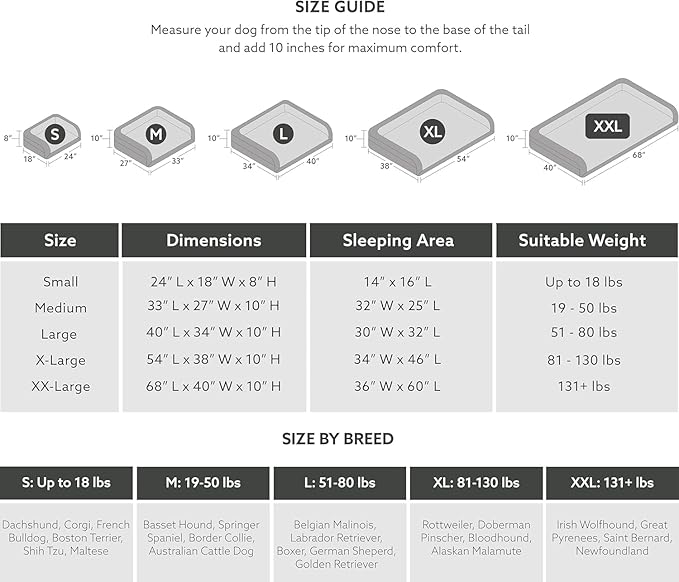 K9 Ballistics Tough Bolster Nesting Pillow Sofa Dog Bed with Removable Washable Cover - Durable, Water Resistant with Nonskid Bottom - X-Large, Titanium Premium Finish