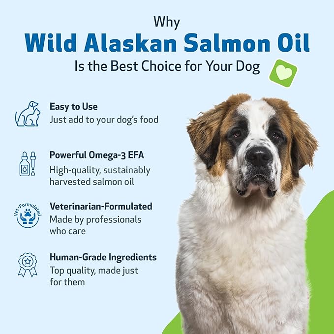Pet Wellbeing Wild Alaskan Salmon Oil for Dogs - Wild-Caught, Cold-Processed, Daily Omega-3 Fish Oil for Healthy Coat and Skin, Joint Mobility and Strength - EPA, DHA - 16 fl oz (473 ml)