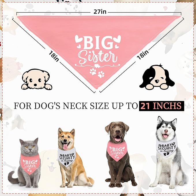 Dog Bandana Pregnancy Announcement Big Sister Doggy Bandana Baby Security in Training Printed Dog Bandanas Baby Announcement Puppy Scarf Pregnancy Pet Bandana for Dogs Pet Scarfs Accessories
