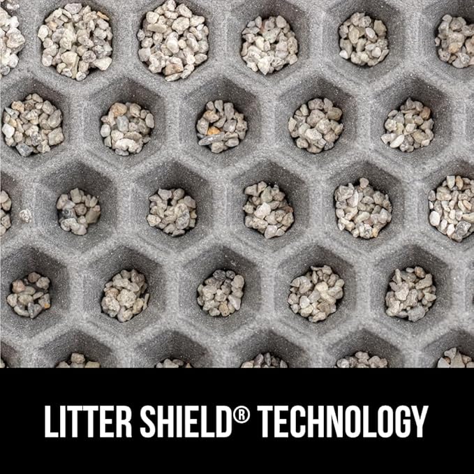 GORILLA GRIP Honeycomb Cat Litter Box Mat, Two Layer Trapping Waste Mats, Soft On Paws, Litter Box Supplies and Essentials for Indoor Cats, Traps Excess, Water Resistant for Floors, 24x15 Gray