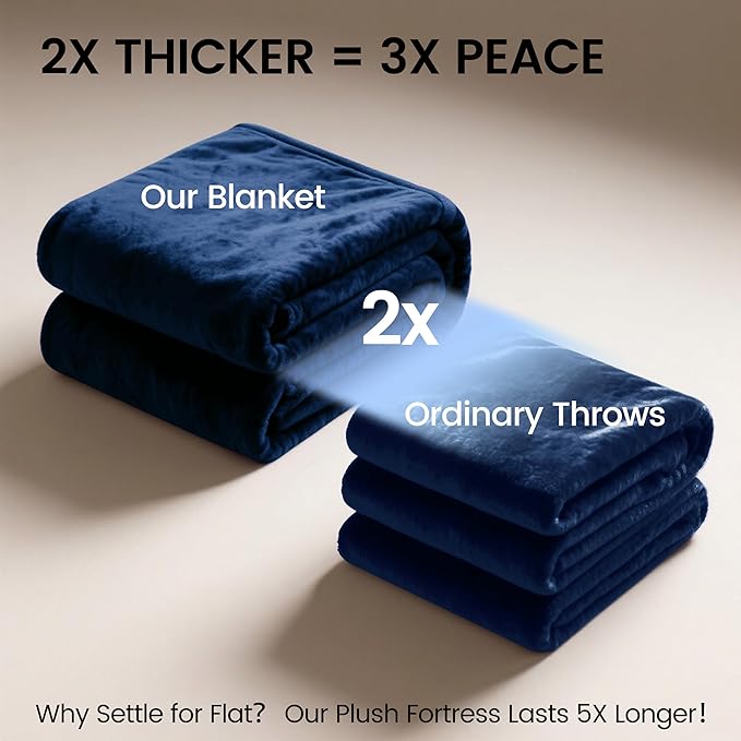 gogobunny Waterproof Bed Blanket, Reversible Sherpa Fleece Throw Blanket for Dog Puppy Cat, Furniture Cover Protects Bed Couch Sofa from Liquid Pee and Pet Fur (Navy Blue, 60x80 inches)