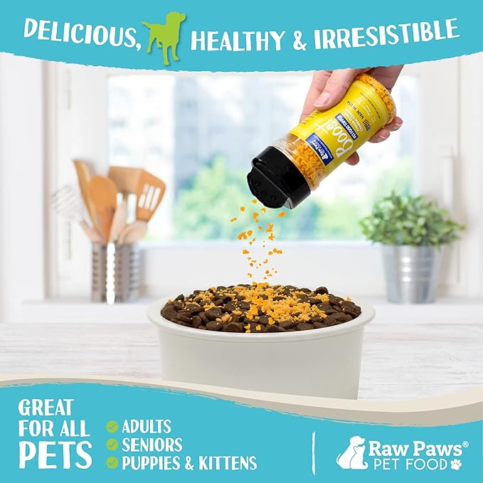 Raw Paws Boost Pet Food Topper Freeze-Dried Cheese, 3.6-oz - Made in USA - Dog Food Toppers for Picky Eaters - Dog Cheese Treats Dog Food Seasoning - Meal Toppers for Dogs, Kibble Toppers for Dogs