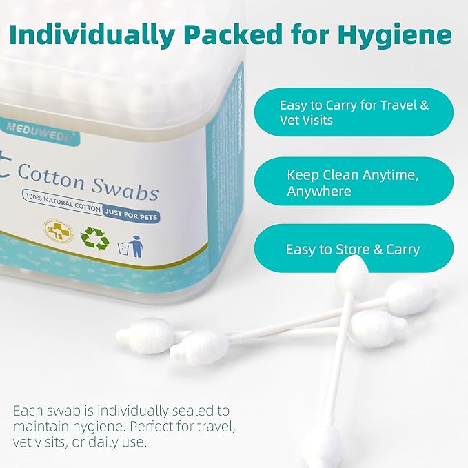 [2-Pack Dog Ear Cleaning Cotton Swabs, More Reliable, Safer to Care for Pet Ears, Prevent Accidental Injuries, Suitable for Medium and Large Dogs, Dog Ear Cleaning Kit, L Size, 110 PCS