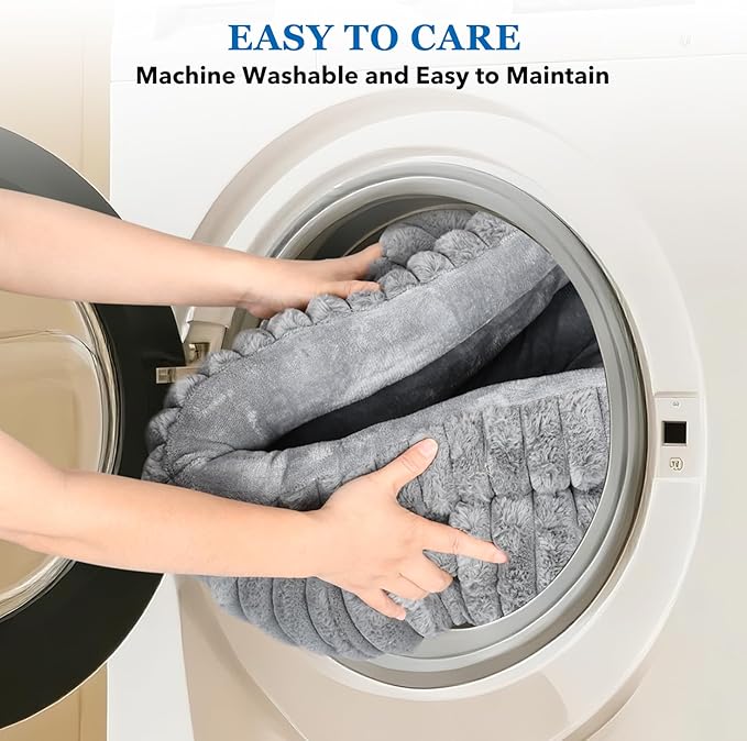 Dual-Layer Donut Cat Bed - Fluffy Round Bed for Small Pets - Ultra-Soft Cat Donut Bed for Cozy Sleep (Grey, 20 * 20 * 6.7 inch / 50 * 50 * 17 cm)