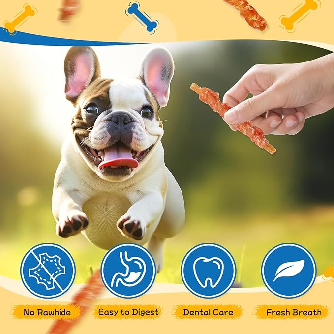 Gazeupon Dog Dental Treats, Chicken Wrapped Peanut Butter Sticks, Healthy Training Snacks for Dogs, Easy to Digest, w/Glucosamine Chondroitin