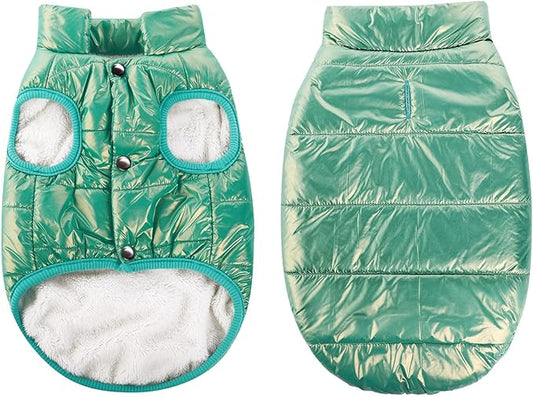 ASENKU Dog Winter Coat - Waterproof Windproof Dog Jacket, Warm Snowproof Doggie Puffer Vest for Cold Weather, Lightweight Snow Coats for Small Medium Large Dogs (Mint Green, M)