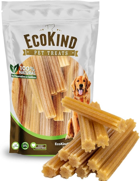 EcoKind Pet Treats Premium Gold Chicken Flavored Churro Chews | All Natural Himalayan Yak Cheese Dog Chew for Small to Large Dogs | Keeps Dogs Busy & Enjoying Indoors & Outdoor Use (10 Sticks)