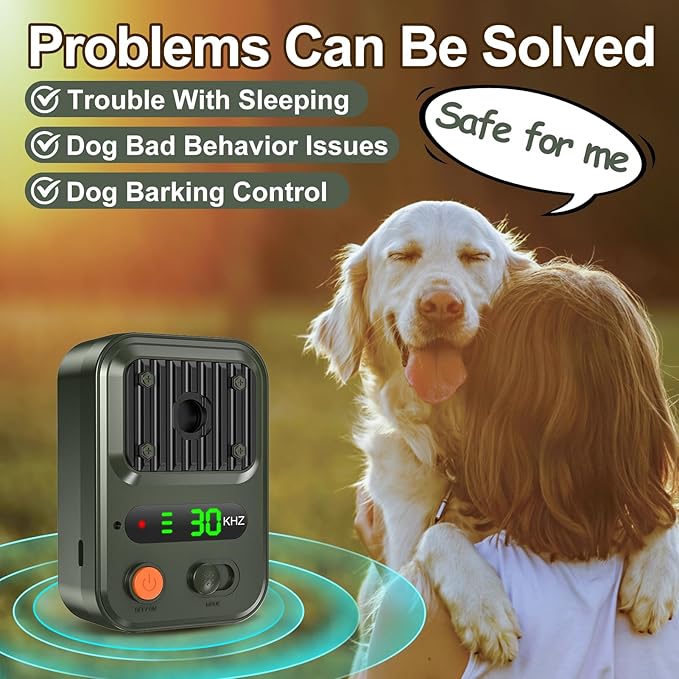 Anti Barking Devices, Auto Bark Deterrent Devices with 3 Modes, Rechargeable Dog Sonic Barking Deterrent, Barking Box Barking Control Devices, Dog Barking Silencer for Indoor and Outdoor Use（Green）9