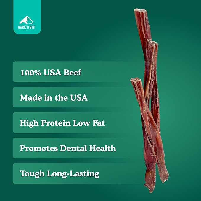 BARK'N BIG USA Beef Steer Sticks for Dogs 5-6 Inch Mini Bully Sticks - Natural Single Ingredient Dog Chews for Small Dogs & Puppies - Made in USA - 15 Count