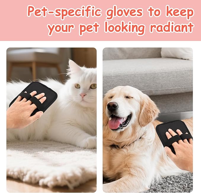 Static Removal Gloves for Pet Hair, Reusable Double-Sided Grooming Gloves, Cleans All Surfaces Easily, Suitable for Sofas,Clothes, Car Detailing, Carpets, Beds, Bedding, Furniture (Black)
