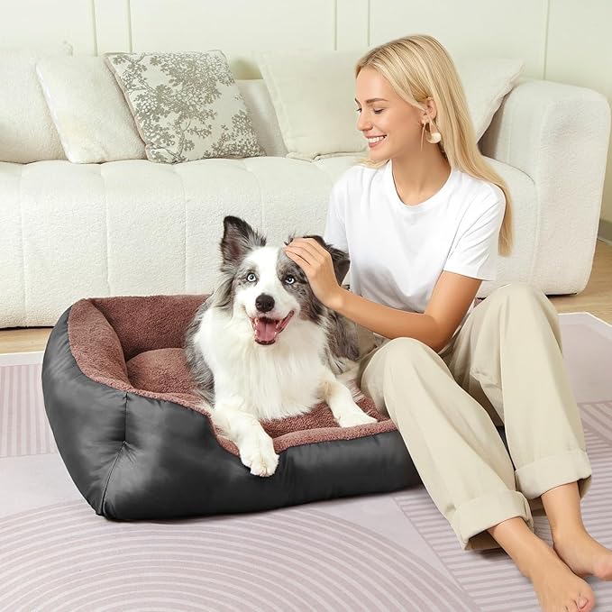 Dog Bed for Large Dogs, XL Dog Bed Soft Calming Pet Bed Washable, Comfortable and Breathable Pet Sofa with Nonskid Bottom, Black