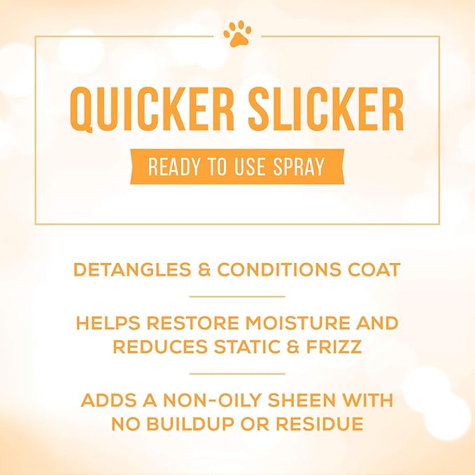 Paw Brothers Grooming Tool and Nature's Specialties Conditioning Spray Bundle - Soft Coated Pin Curved Slicker Brush, Small - Quicker Slicker Detangling and Conditioning Spray, Ready to Use, 16 oz