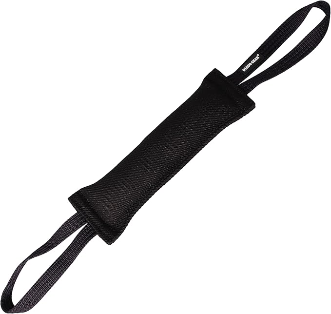 Dingo Gear French Linen tug Toy for Dog, Dog Bumper for Training, Agility, tug of war, Dog bite Pillow for Strong Dog, 2handles 11" Black S00074