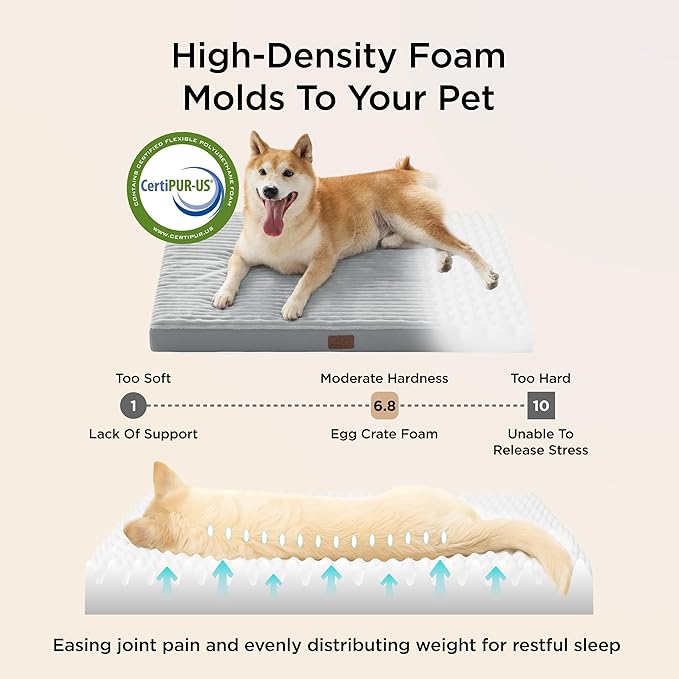 Bedsure XL Dog Bed for Crate - Large Orthopedic Pet Beds with Removable Machine Washable Cover, NOT Waterproof Egg Crate Foam Puppy Pad, Suitable for Pet Up to 80 lbs, 41"x27"