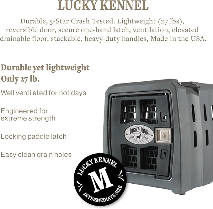 Lucky Dog Kennel, Durable Crash Tested Portable Dog Crates, Medium