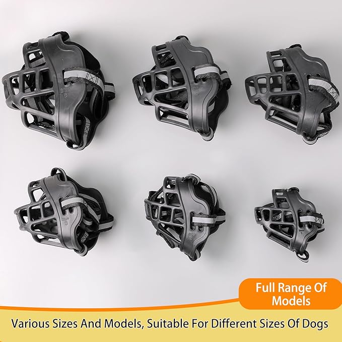 Breathable Dog Muzzle - Adjustable Soft Silicone & Mesh, Escape-Proof Design for Small Medium Dogs, Vet Recommended Training and Grooming Safety Black (XXL) 99-154lb Dogs