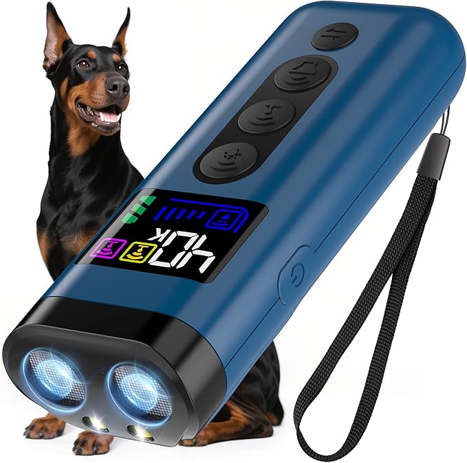 Dog Bark Deterrent Device – 65FT Range Anti Barking Device for Dogs, Stops Neighbor’s Dog Barking with 3 Ultrasonic Frequencies (25/30/40kHz) & 5 Sound Modes, for Indoor & Outdoor Training