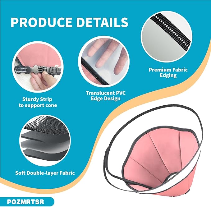 Pet Dog Cone Collar to Stop Licking, Soft Comfy Cones for Large Medium Small Dogs After Surgery, Cone of Shame for Dogs Head Neck Elizabethan Collar-Pink-M