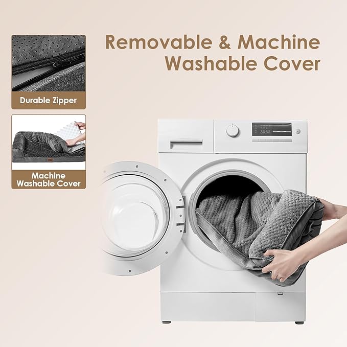 EHEYCIGA Memory Foam Dog Bed Medium Sized Dogs, Waterproof Dog Bed Orthopedic with Washable Removable Cover, Non-Slip Pet Bed Couch for Crate, 30x20x6 Inches, Dark Grey