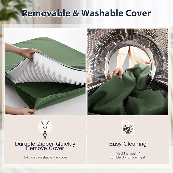 BFPETHOME Outdoor Dog Bed for Large Dogs, Waterproof, Orthopedic with Removable Washable Cover, Egg Crate Foam Mat (36 x 27in, Green)