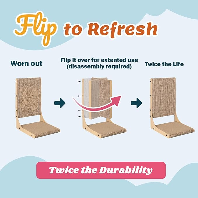 Zakkart 2-Pack Cat Scratching Board, 19.7'' Tall Cardboard L Shape Vertical Cat Scratchers for Indoor Cats, Cat Scratching Post for Wall and Couch, Medium