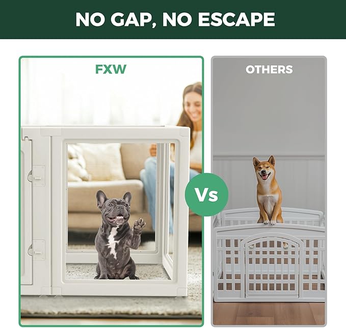 FXW AuraSpace Acrylic Indoor Dog Playpen for Small and Medium Dogs, 30 Inch, 6 Panels, White