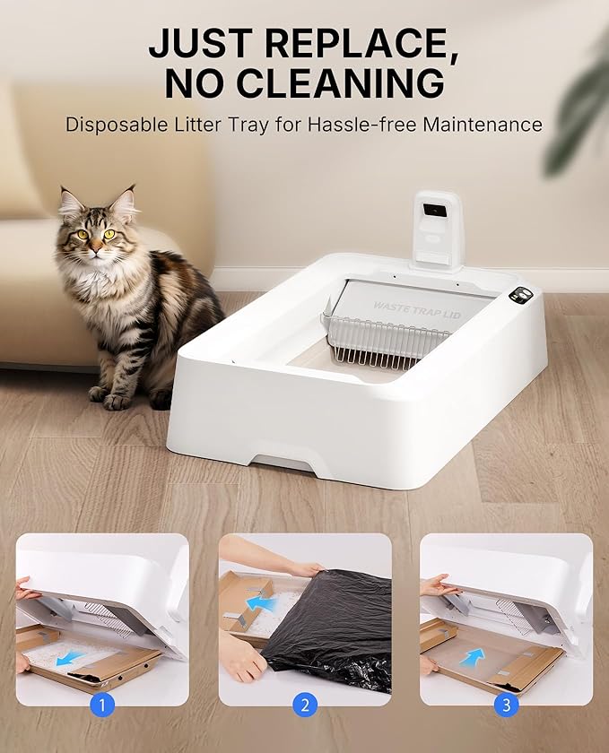 PETKIT Open-Top & AI Camera Self Cleaning Cat Litter Box, Urinary Health Monitor Automatic Cat Litter Box, Smart Robot with 2-Way Raking/5G WiFi/Safety Sensors/Odor Control for Multiple Cats (White)