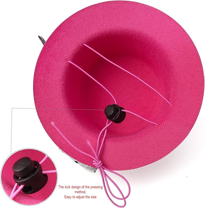 Yewong Formal Top Hat Fascinator Set with Pet Pearl Collar for Kentucky Derby, Christmas, Weeding, Photo Props Party (Pink)