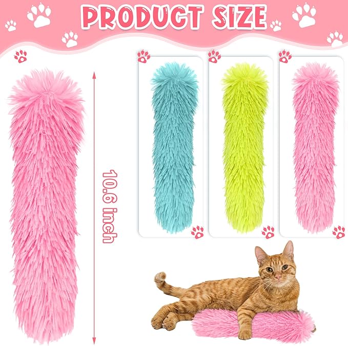 Civaner 6 Pcs 10.6 Inch Cat Catnip Toy Cat Kicker Interactive Soft Plush Kitten Toy Pillow Stick Kitten Chasing Chewing Exercising Catnip Filled Plaything for Puppy Indoor (Grass Green, Blue, Pink)