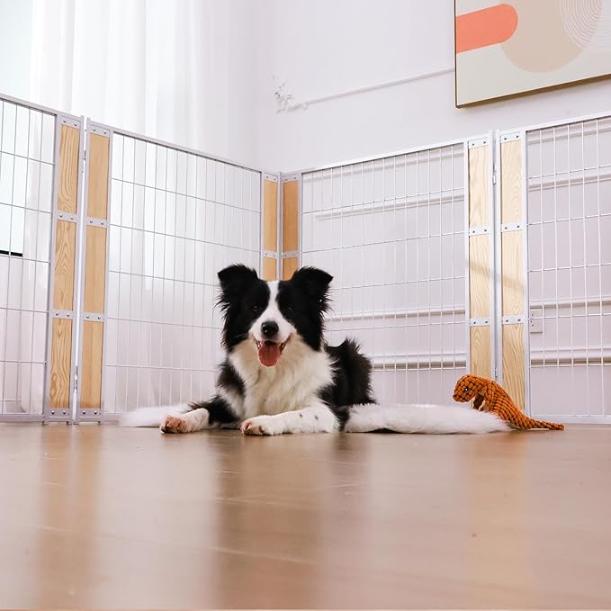 Heavy Duty Dog Playpen 32 Inch Height - Indoor Outdoor Pet Fence Enclosure for Medium and Small Dogs - Foldable Puppy Exercise Pen for Indoor and RV Camping or Yard (8 Panels, 32" H (White))