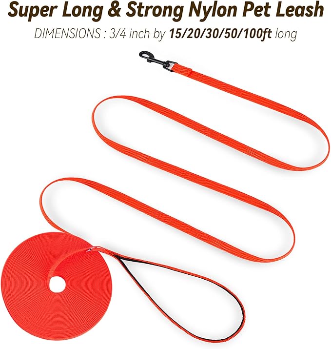 lynxking Dog Training Leash Long Obedience Recall Agility Leash 15ft 30ft 50ft Tracking Lead Perfect for Training Play Camping and Backyard