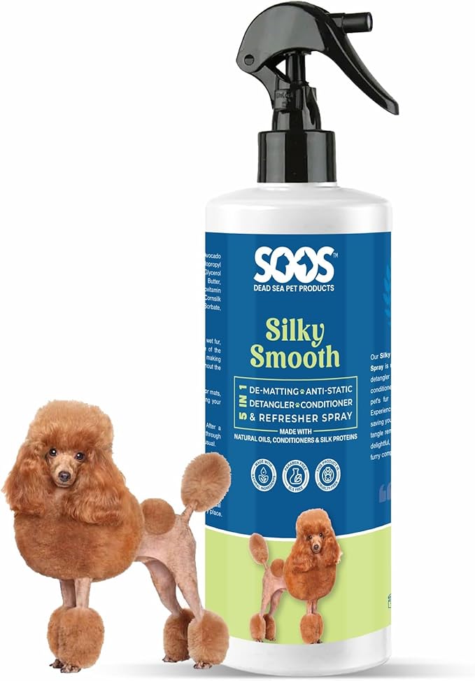 Soos Pet Silky Smooth 5-in-1 Leave-On Conditioning Spray for Dog & Cat | Moisturizing, Anti-Itch, Softens Coat, Natural Ingredients | Pet Grooming Essentials - 500ml