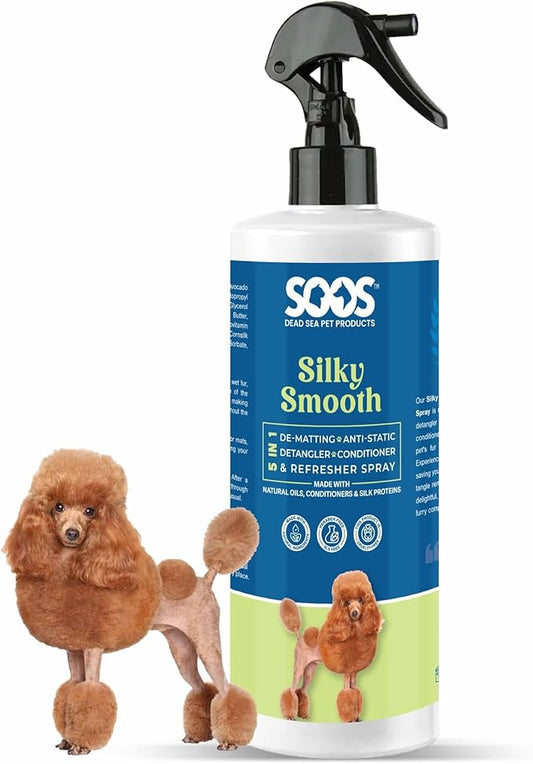 Soos Pet Silky Smooth 5-in-1 Leave-On Conditioning Spray for Dog & Cat | Moisturizing, Anti-Itch, Softens Coat, Natural Ingredients | Pet Grooming Essentials - 500ml