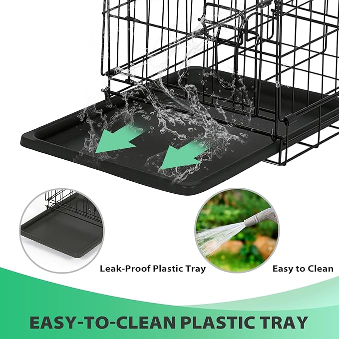 BestPet | Dog Crate | 18" | Black | Foldable Metal Kennel with Single Doors, Secure Slide-Bolt Latches, Leakproof Tray | Portable Dog Cage for Small Breeds | for Travel, Indoor & Outdoor Use