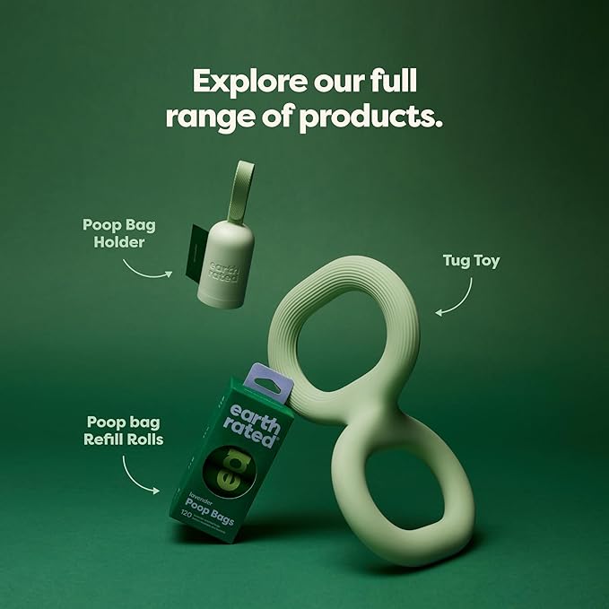 Earth Rated Tug of War Toy for Dogs and Puppies, Interactive Dog Pull Toys, Ergonomic Grip, Natural Rubber, Large, Green