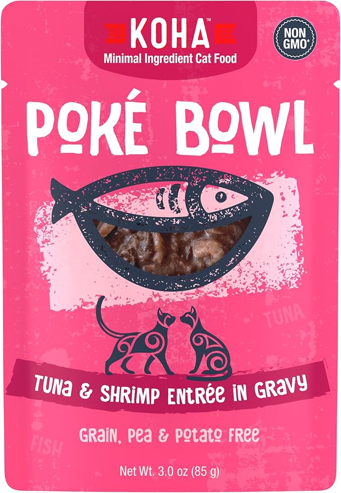 KOHA Poké Bowl Tuna & Shrimp Entree in Gravy for Cats, 12-Pack of 3oz Pouches