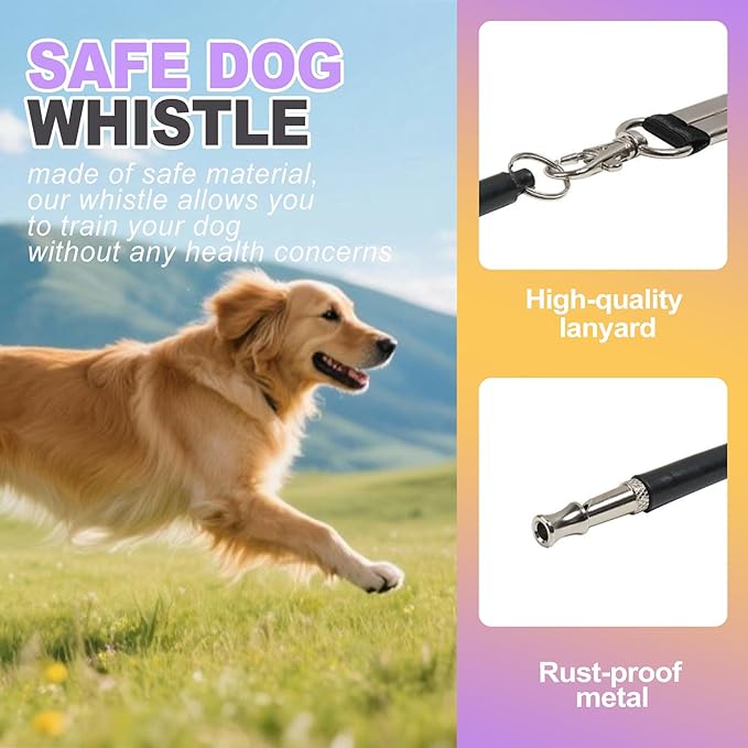 2 Pack Dog Whistle for Barking Control & Recall Training - Adjustable Ultrasonic Silent Whistle with Lanyard for All Dogs, Professional Pet Whistle Neighbor Dog Solution & Deaf Pet Aid