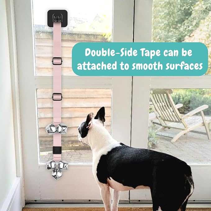 Dog Bells to Go Outside Dog Door Bell Premium Quality Buckle Adjustable Dog Bell Dog Attached to doorknob or Anywhere Near The Door, Length and Height Adjustable