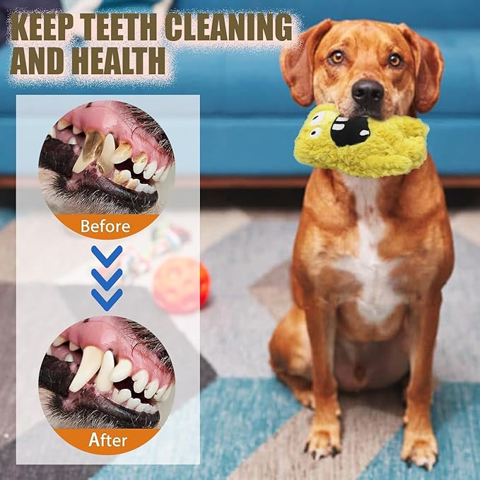 Squeaky Dog Toy, Plush Stuffed Dog Toy Keep Them Busy Tug of War Dog Chew Toy for Small Medium Large Dogs (Yellow)