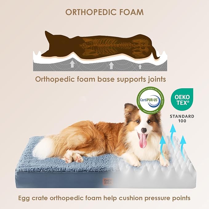 EHEYCIGA Orthopedic XXL Dog Beds for Jumbo Dogs with Removable Washable Cover,Spa Blue, 50x36