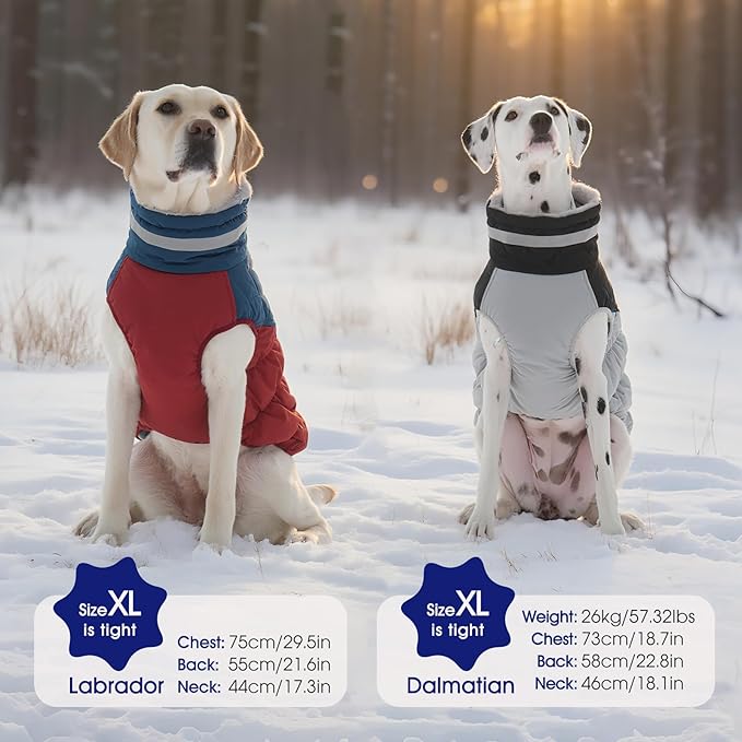 FUAMEY Dog Coat for Medium Dogs,Waterproof Dog Winter Jacket with Harness Built in Puppy Cold Weather Coats Reflective Pet Vest with Zipper Warm Fleece Dogs Snowsuit Windproof Dark Blue M
