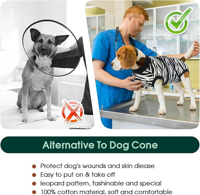 Kuoser Dog Surgery Recovery Suit, Recovery Suit for Female Male Dogs, Dog Onesie After Surgery Spay Neuter, Anti-Licking Pet Surgical Recovery Snugly Suit, Bodysuit for Abdominal Wounds Skin Disease