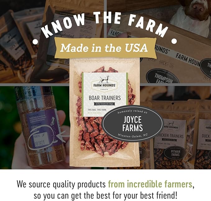 Farm Hounds - Boar Trainers - Premium Natural Jerky for Dogs - from 100% Humanely Raised Boar - Easy-Break - Great for Training & Treats - No Added Fillers - Made in USA - 4.5 oz - 2 Pack