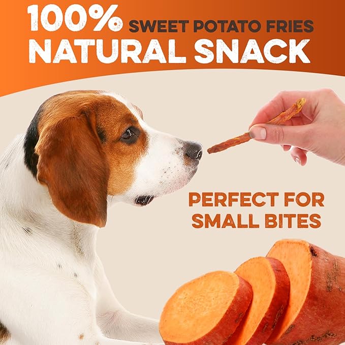 BRUTUS & BARNABY Sweet Potato Dog Treats- No Additive Dehydrated Sweet Potato Fries, Grain Free, Gluten Free and No Preservatives Added (14 oz)
