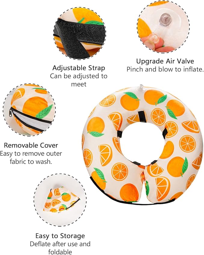 MIDOG Inflatable Dog Cone Alternative for After Surgery - Soft Protective Donut Collar Prevents Licking, Comfortable Recovery E-Collar Alternative for Small Medium Large Dogs (Orange,XS)
