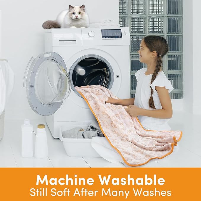 Stuffed Small Beige Premium Soft Dog Blanket, with Flannel Beige Cute Paw Print, 24 * 32 inches, Cat Blanket Puppy Supplies Poodle‌ Dog Products Stuff Essentials