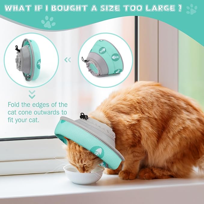 Cat Cone Collar Soft Elizabethan Collar for Surgery Recovery - Adjustable for Small and Large Cats Kittens to Stop Licking