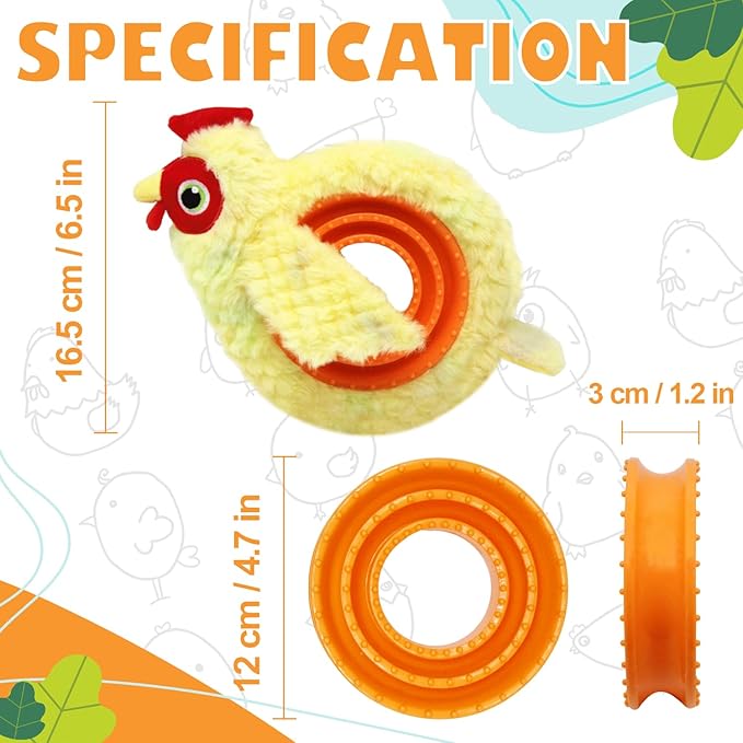 Chicken Plush Tug of War Dog Toy, Stuffed Crinkle Dog Squeaky Toy with Slow Feeder Puppy Chew Toy for Small Medium Large Dogs