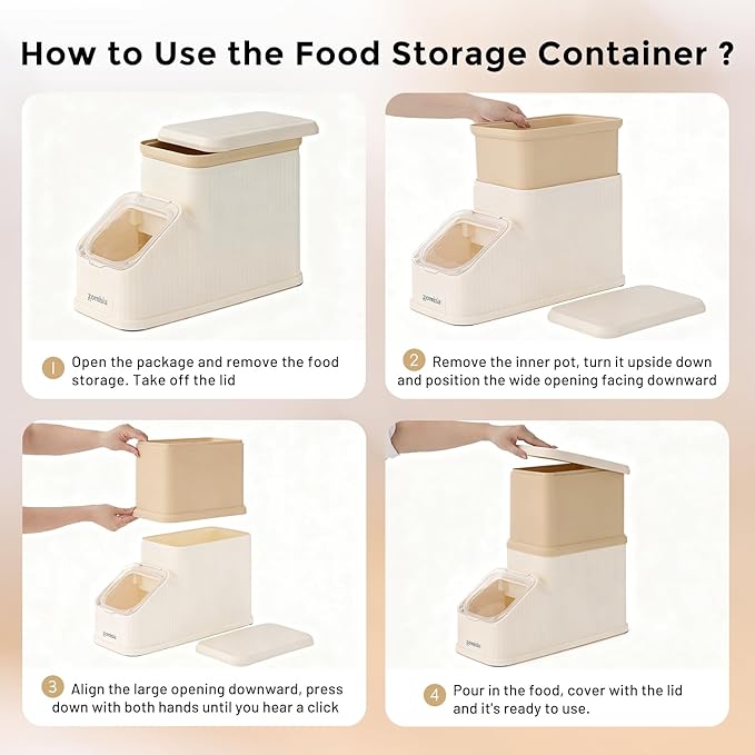 15lbs Dog Food Storage Container - First-in, First-out Easy Dispense Base for Freshness, Cat Food Storage Containers with Transparent Lid and Scoop